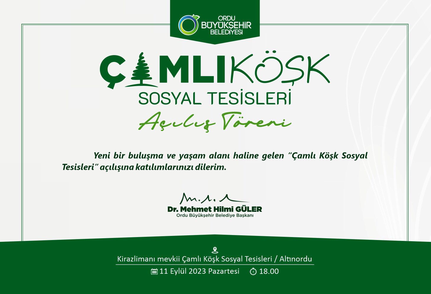 Çamlıköşk Sosyal Tesisleri Açılıyor.