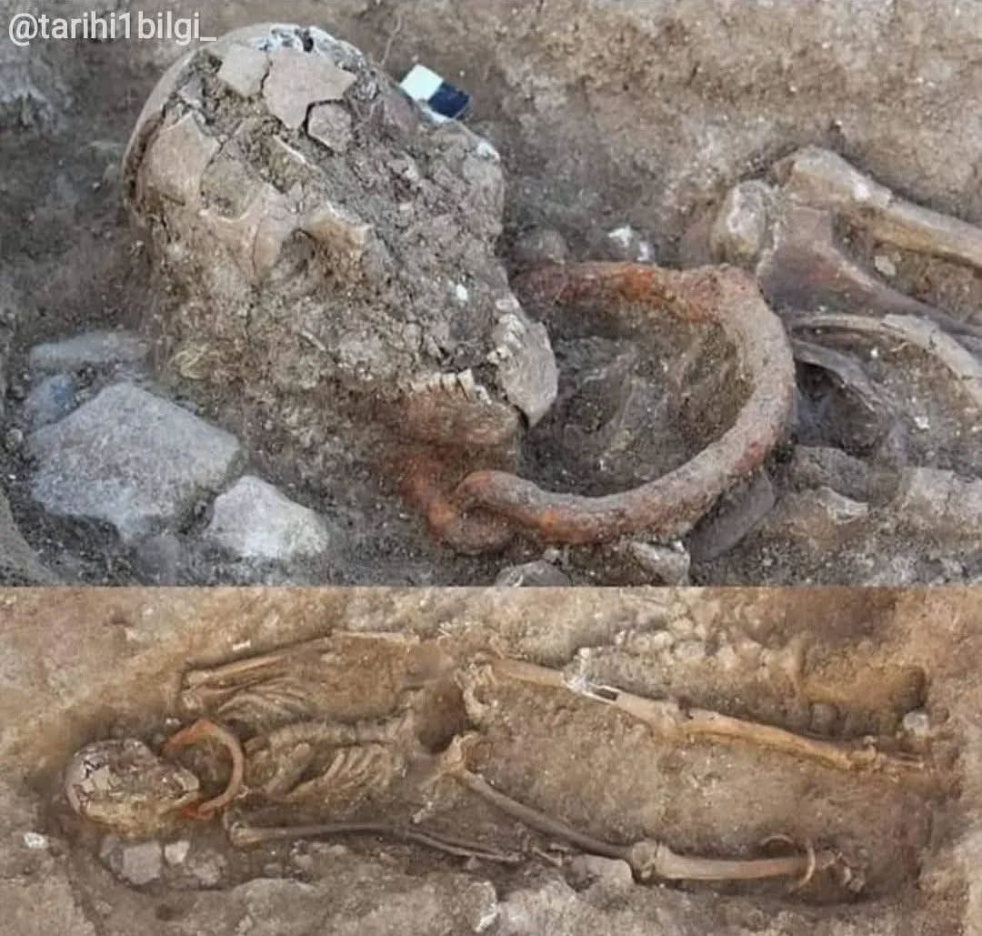 BOYNUNDA ZİNCİRİYLE GÖMÜLMÜŞ KÖLE MEZARI BULUNDU