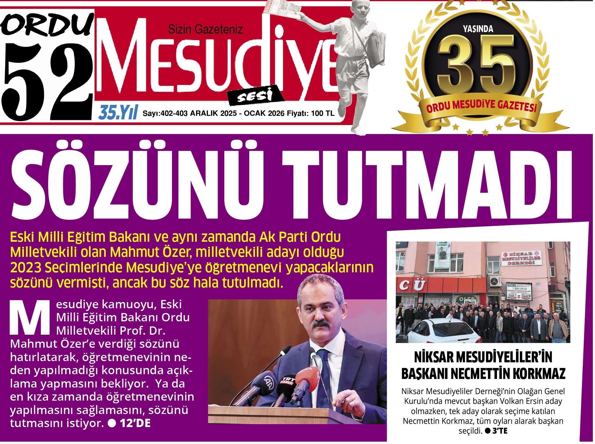 MİLLETVEKİLİ MAHMUT ÖZER SÖZÜNÜ TUTMADI